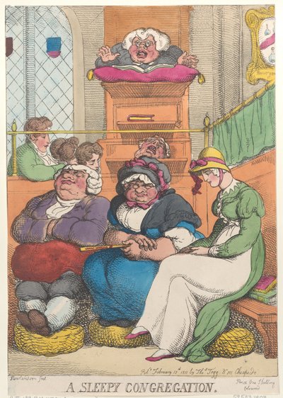 Une congrégation endormie, 12 février 1811 - Thomas Rowlandson
