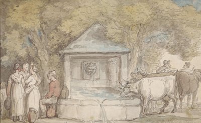 Une fontaine de village - Thomas Rowlandson