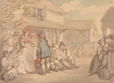 Scène de village avec paysans se reposant - Thomas Rowlandson
