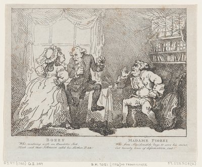 Frontispice de Bozzy et Madame Piozzi, Bozzy et Piozzi par Peter Pindar, 1780-86 - Thomas Rowlandson
