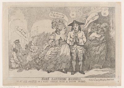 Affaire de lanterne noire, ou, Mme Hob et Nob en campagne nocturne avec une amie intime, 24 avril 1784 - Thomas Rowlandson