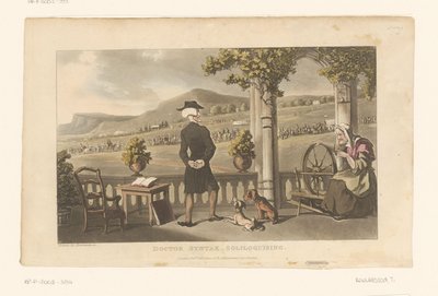Le docteur Syntax observe un cortège qui défile dans le paysage - Thomas Rowlandson