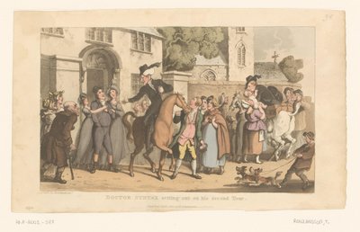 Le docteur Syntax quitte le village à cheval - Thomas Rowlandson