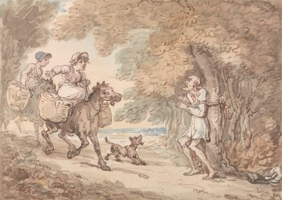 Dr. Syntax attaché à un arbre par des bandits de grand chemin - Thomas Rowlandson