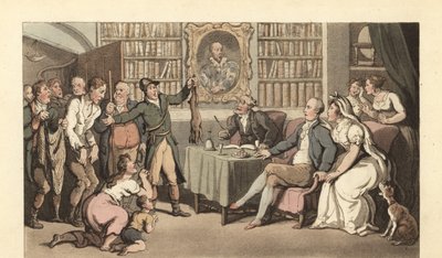 Gentleman anglais dans son bureau entendant une affaire de braconnage - Thomas Rowlandson