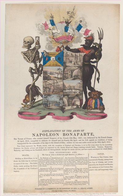Explication des Armes de Napoléon Bonaparte, avril 1814 - Thomas Rowlandson
