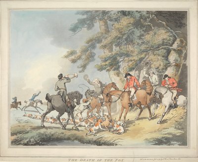 La chasse au renard [série de six] :   3. La mort du renard - Thomas Rowlandson