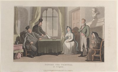 Frontispice : Devant le tribunal à Avignon, du Journal of Sentimental Travels in the ..., 1821 - Thomas Rowlandson