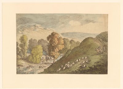 Paysage vallonné avec des moutons - Thomas Rowlandson