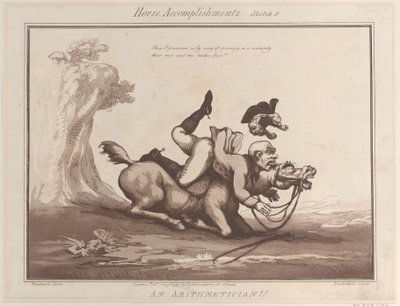 Accomplissements du cheval, Esquisse 8 : Un arithméticien !!, 1er août 1799 - Thomas Rowlandson