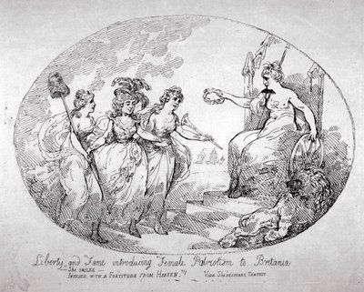 Liberté et Renommée introduisant le Patriotisme féminin à Britannia - Thomas Rowlandson