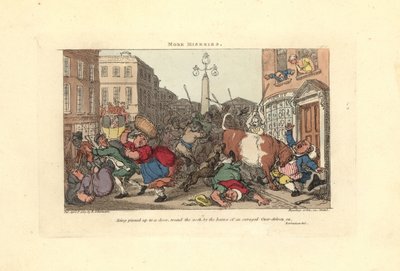 Homme épinglé à une porte par les cornes d
