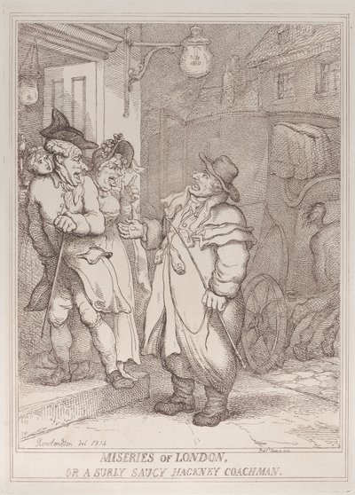 Les misères de Londres, ou un cocher de fiacre bourru et impertinent - Thomas Rowlandson