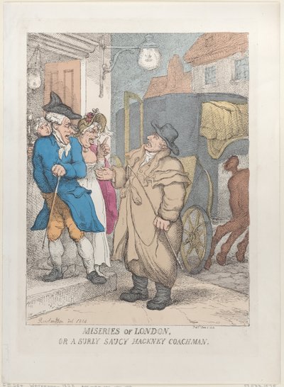 Misères de Londres, ou un cocher de fiacre grincheux et insolent, 4 juin 1814 - Thomas Rowlandson