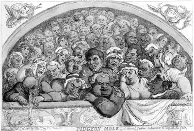 Pidgeon Hole - Une astuce de Covent Garden pour enfermer les dieux, 1811 - Thomas Rowlandson