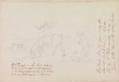 Esquisse préparatoire pour « Dr Syntax dessinant le lac » - Thomas Rowlandson