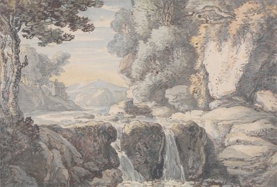 Paysage fluvial avec une cascade - Thomas Rowlandson