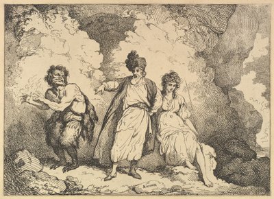Scène de La Tempête : Caliban, Prospero et Miranda - Thomas Rowlandson