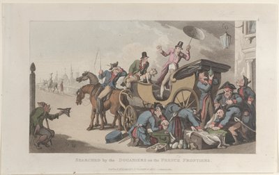 Fouillé par les douaniers aux frontières françaises, du Journal des voyages sentimentaux - Thomas Rowlandson