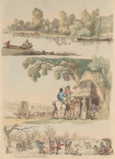 Ensemble de seize : Contours de figures et paysages - Thomas Rowlandson