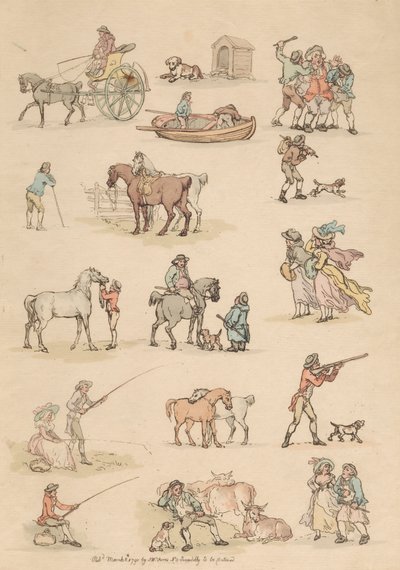 Ensemble de seize : Contours de figures et paysages - Thomas Rowlandson