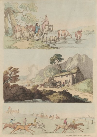 Ensemble de seize : Contours de figures et paysages - Thomas Rowlandson