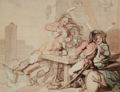 Soldats festoyant dans une cave - Thomas Rowlandson