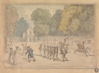 Des soldats à St James Park - Thomas Rowlandson