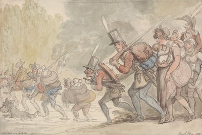 Des soldats en marche - Thomas Rowlandson