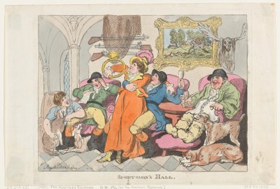 Le Hall du chasseur, ou Les chasseurs de renards se détendent, 1812 - Thomas Rowlandson
