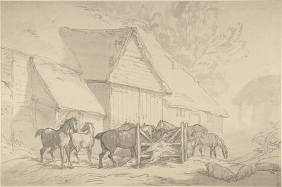 Écurie avec des chevaux - Thomas Rowlandson