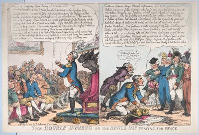 Le Double Humbug ou le Diable priant pour la paix, 1er janvier 1814 - Thomas Rowlandson