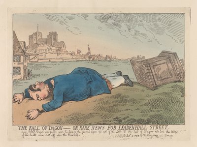 La chute de Dagon, ou des nouvelles insolites concernant Leadenhall Street - Thomas Rowlandson