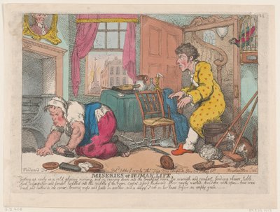 Les Misères de la vie humaine : Se lever tôt un matin froid et sombre, 9 octobre 1807 - Thomas Rowlandson