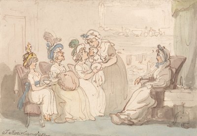 On montre le bébé aux visiteurs - Thomas Rowlandson