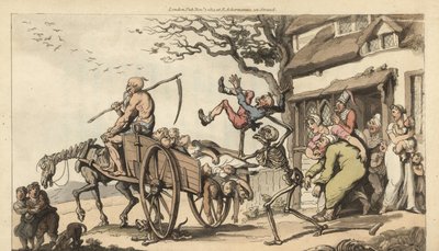 Le squelette de la Mort et le vieux Temps viennent chercher le vieux mari de Goody Barton - Thomas Rowlandson