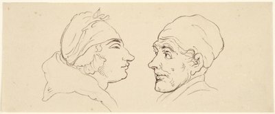 Deux caricatures : un homme et une femme - Thomas Rowlandson