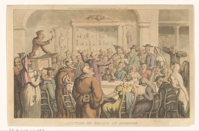 Vente aux enchères de reliques à Avignon - Thomas Rowlandson