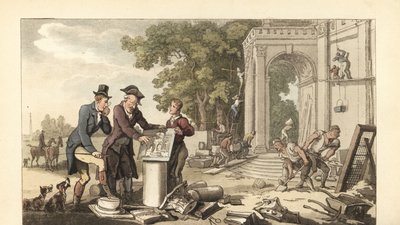 Jeune gentleman anglais construisant une demeure seigneuriale - Thomas Rowlandson