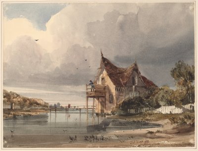 Une rivière et un cottage avec une palissade blanche - Thomas Shotter Boys