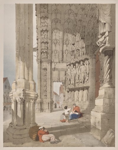 Architecture Pittoresque à Paris, Gand, Anvers, Rouen : Porche Sud de la Cathédrale de Chartres, Chartres, France - Thomas Shotter Boys