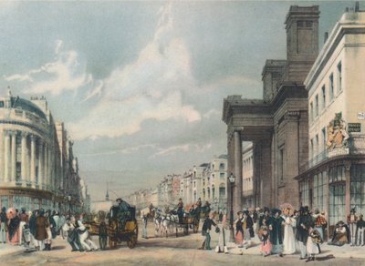 Vue de Regent Street vers le Quadrant avec la chapelle Hanover au premier plan, 1842 - Thomas Shotter Boys