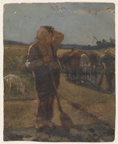 Fermier debout avec une pelle sur le terrain - Thomas Simon Cool