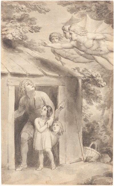 Pierre et ses enfants visités par trois figures volantes - Thomas Stothard