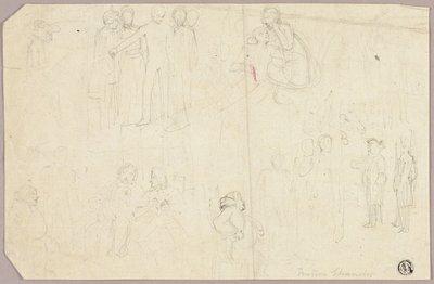 Esquisses pour Tristram Shandy (recto); Esquisses de médaillon avec figure allégorique assise (verso) - Thomas Stothard