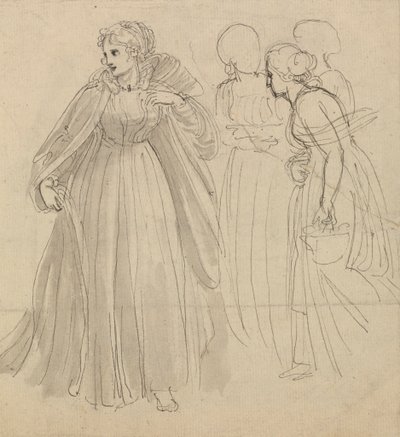 Étude pour une illustration - Une princesse avec ses servantes - Thomas Stothard