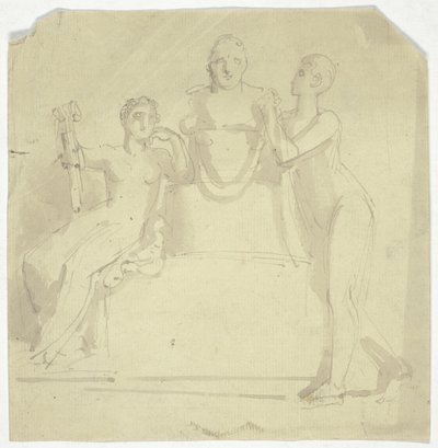 Deux figures féminines avec un buste - Thomas Stothard