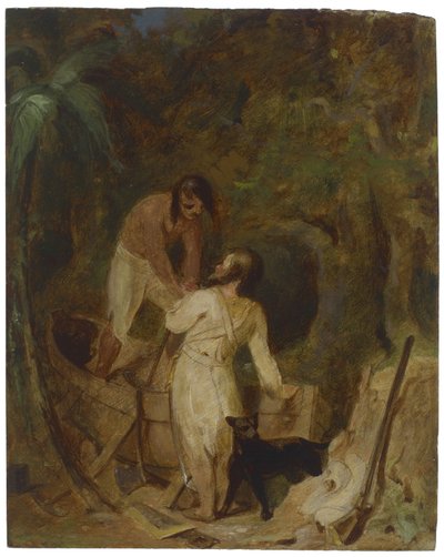 Construction de bateau par Robinson Crusoé et Vendredi, vers 1856 - Thomas Sully