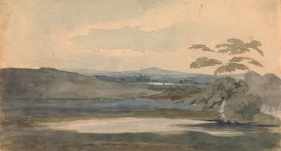Paysage avec arbres et montagnes, lac au premier plan - Thomas Sully