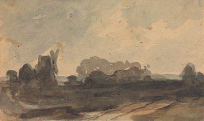 Paysage avec arbres et moulin à vent - Thomas Sully
